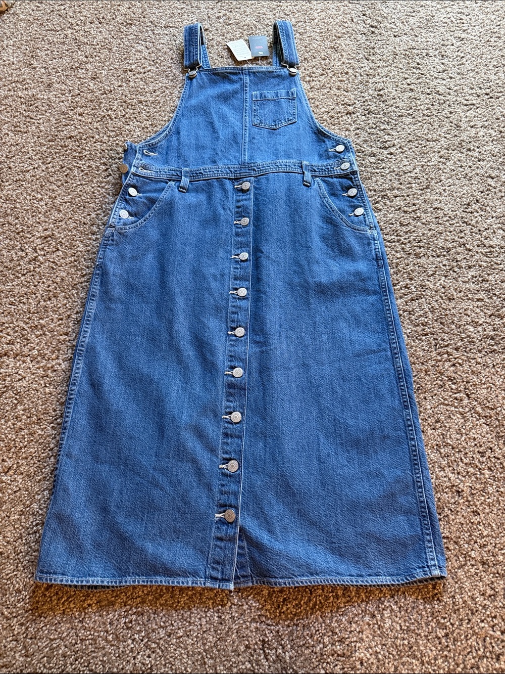 Levi's Blue Button-Front Denim Overall Dress